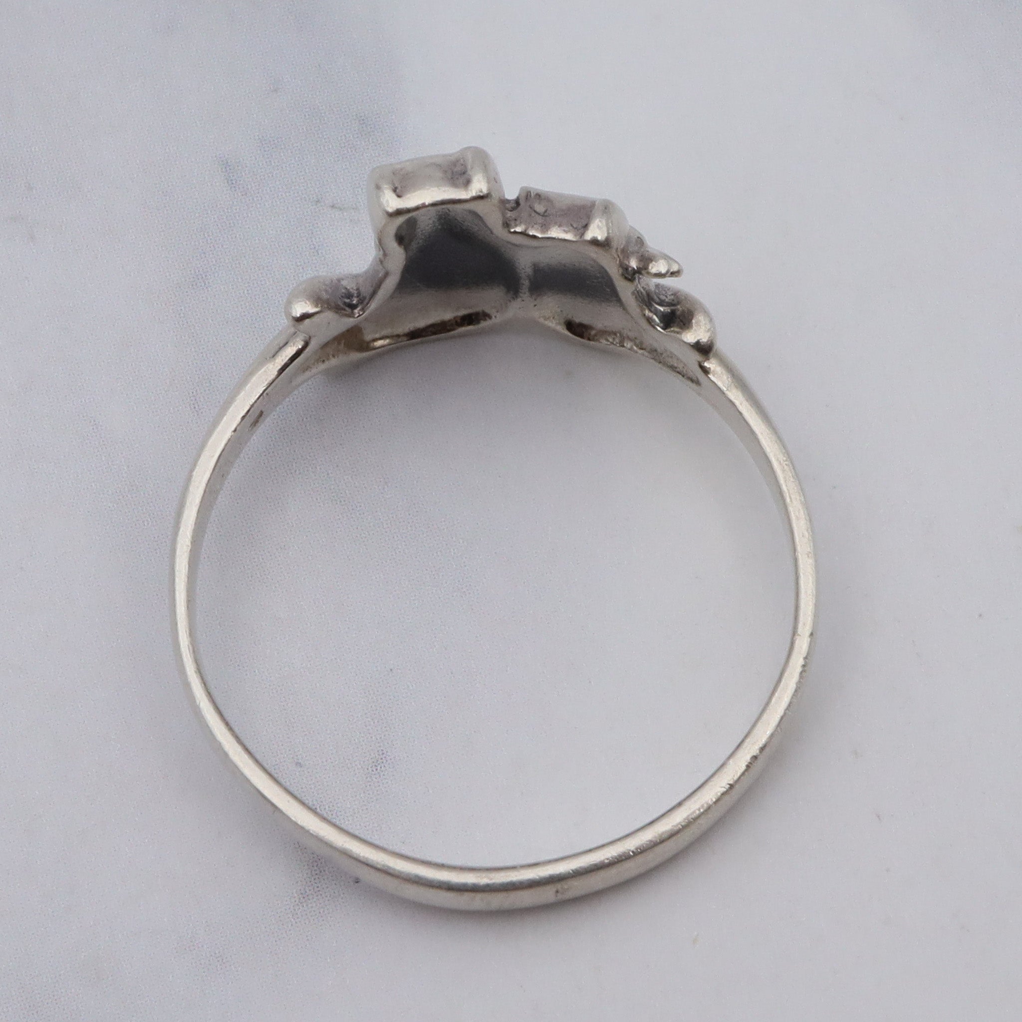 Vintage sterling silver cat ring, sz 9